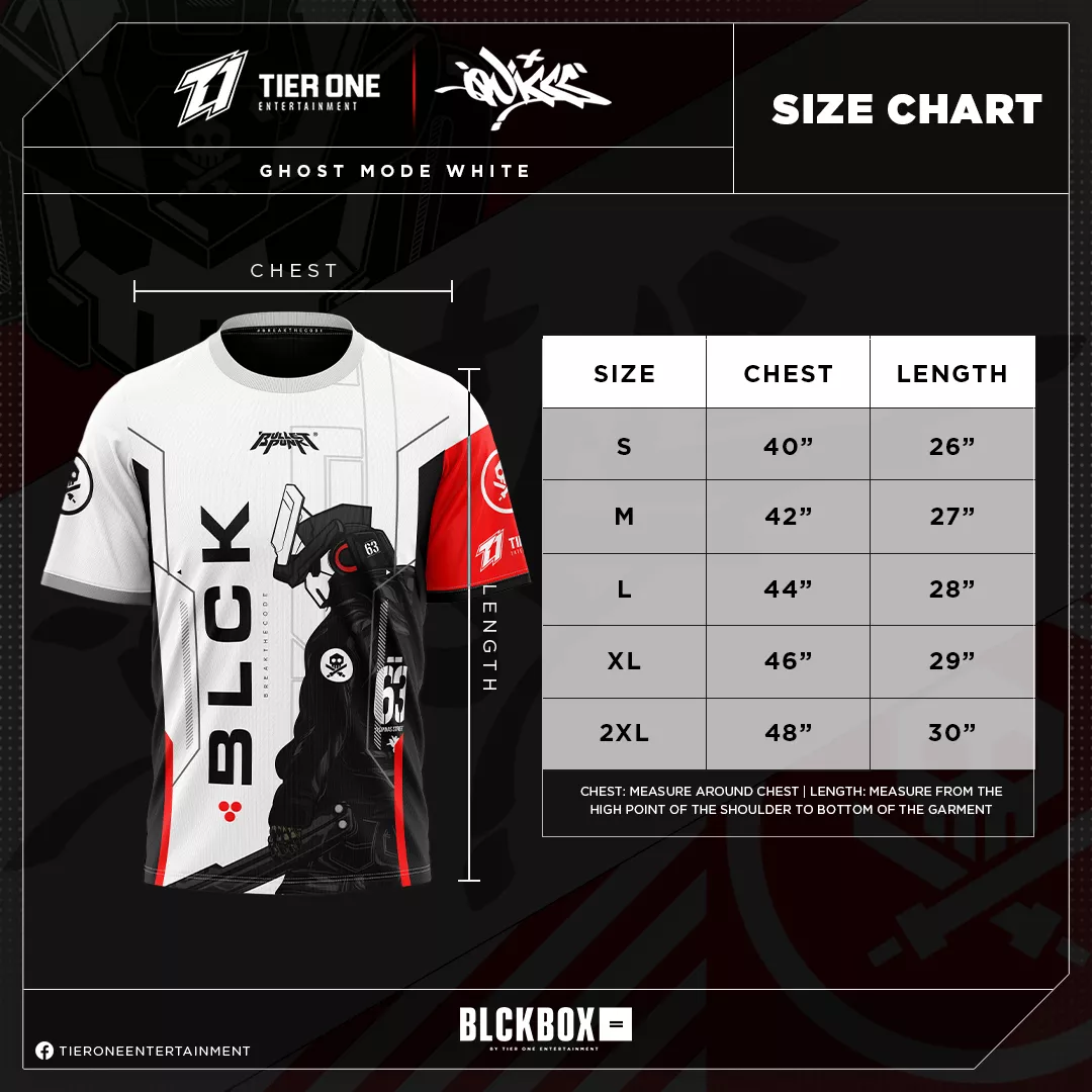 Ghost Mode White Jersey Size Guide